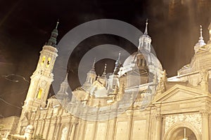 El Pilar cathedral and a ghost in Zaragoza, Spain