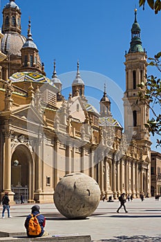 El Pilar Cathedral in Zaragoza Center, Spain