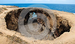 El Rayo Buenavista, big round rock crater hole, Tenerife, Canary Islands photo