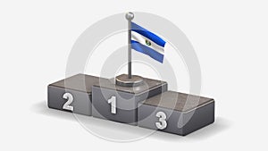El Salvador 3D waving flag illustration on winner podium.