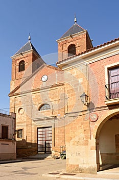 El Salvador church and town hall in Villanueva del Campo, T photo