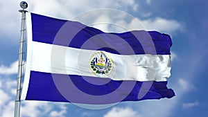 El Salvador Flag in a Blue Sky photo
