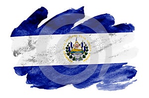 El Salvador flag is depicted in liquid watercolor style isolated on white background