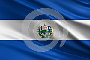 El Salvador flag with fabric texture, official colors, 3D illustration photo