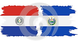 El Salvador and Paraguay grunge flags connection vector