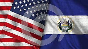 El Salvador and Usa Flag - 3D illustration Two Flag photo