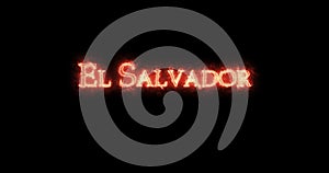 El Salvador written with fire. Loop