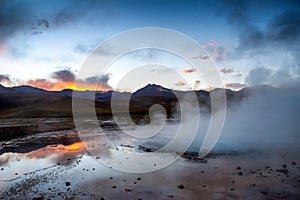 El Tatio geyser field in the Andes Mountains of northern Chile