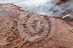 El Tatio geysers at sunrise, Atacama desert, Chile