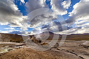 El Tatio geysers at sunrise, Atacama desert, Chile