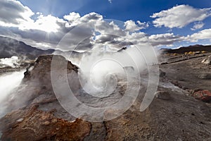 El Tatio geysers at sunrise, Atacama desert, Chile