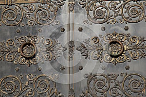 Elaborate detail in scrollwork of impressive doors