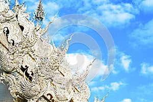 Elaborate details of a Thai temple roof