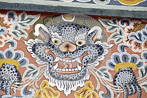 Elaborate exterior woodwork of the Jambay Lhakhang Temple