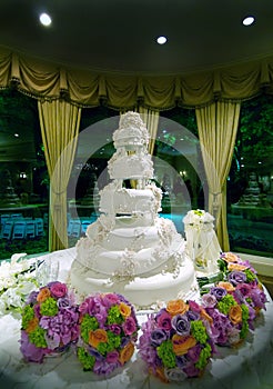 Elaborate Floral Wedding Cake photo