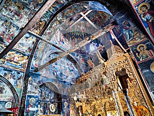 Elaborate Interior, Historical Greek Orthodox Church, Peloponnese, Greece