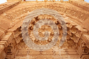 Elaborate patterns and details carved into the ottoman entrance gate, doorway of the Ishak Pasha Palace, Sarayi, Dogubeyazit,