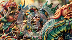 Elaborately decorated floats parade through the city showcasing the creativity and imagination of the locals photo