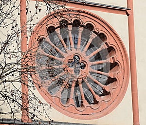 Elaborately designed round Church window photo