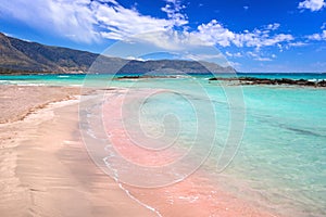 Elafonissi beach with pink sand on Crete