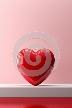 Elagant minimalist design of red heart, greeting card for Valentines Day and love celebration