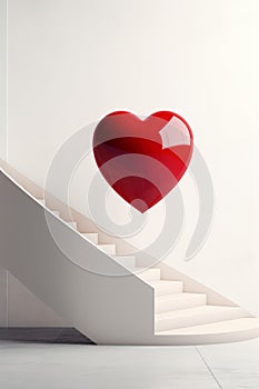 Elagant minimalist design of red heart, greeting card for Valentines Day and love celebration
