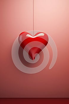 Elagant minimalist design of red heart, greeting card for Valentines Day and love celebration