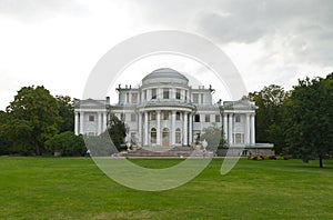Elagin Island city park in St.Petersburg and exterior of Elaginskiy Summer Palace