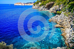 Elaphiti islands, turquoise adriatic beach in Dalmatia, Croatia
