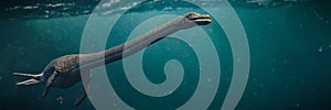 Elasmosaurus, plesiosaur from the Late Cretaceous period, one of the longest necked animals to have ever lived, 3d science photo