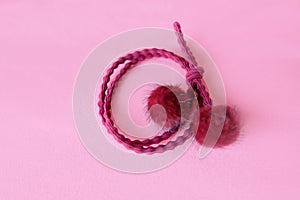 Elastic Band with Heart for Love. Hair Elastic Bands on the Pink Background