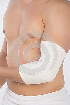 Elastic bandage on elbow