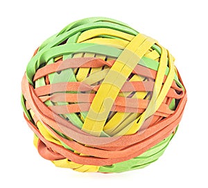 Elastic bands - Colorful rubber band ball isolated on white background