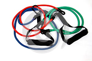 Elastic Exercise Bands in Red, Green, and Blue