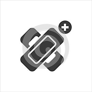 Elastic medical plaster glyph black icon. Adhesive bandage concept. Sign for web page, mobile app, button, logo. Vector isolated