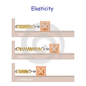 Elastic potential energy. Elasticity. Hooke`s law. potential and kinetic energy photo