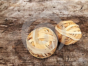 Elastic rubber bands formed into a decorative ball