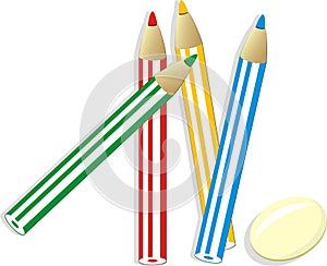 Elastic and set of colorful pencils