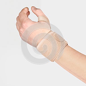 Elastic Wrist Bandage. Orthopedic medical Fitness Hand Bandage. Elastic Wrist Injury Support.