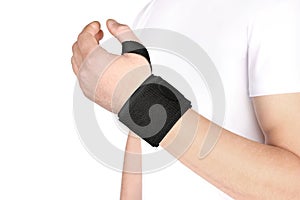 Elastic Wrist Bandage. Orthopedic medical Fitness Hand Bandage. Elastic Wrist Injury Support.