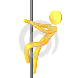 Elastic yellow humanoid on strip tease pole