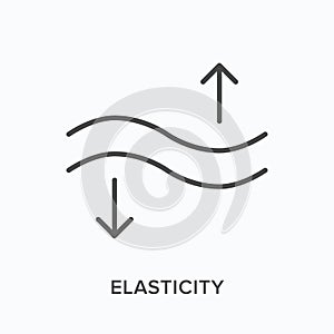 Elasticity flat line icon. Vector outline illustration of flexible surface. Black thin linear pictogram for flexibility photo