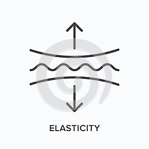 elasticity flat line icon. Vector outline illustration of flexible surface . Black thin linear pictogram for skin care photo