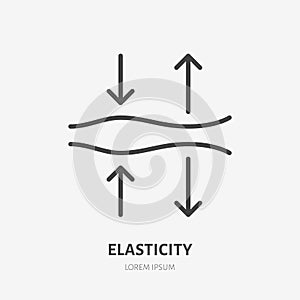 Elasticity line icon, vector pictogram of elastic material. Skincare illustration, anti wrinkle, facelift sign for