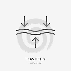 Elasticity line icon, vector pictogram of elastic material. Skincare illustration, anti wrinkle, facelift sign for