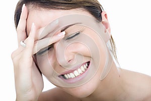 Elaxed Young Woman Disbelief Laughing