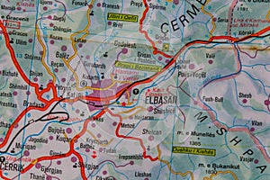 Elbasan, Albania, on a road m