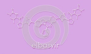 Elbasvir hepatitis C virus HCV drug molecule NS5a inhibitor. Skeletal formula.