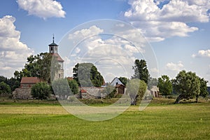 On the Elbe cycle path near Barby, Saxony-Anhalt. The path passes a former moated castle