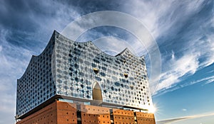 The Elbe Philharmonic Hall or Elbphilharmonie, concert hall in t